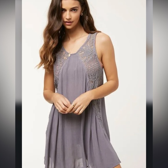 O'Neill Dresses & Skirts - O’Neill Gauze Lace SaltwaterSolids Tank Dress Swim Cover Sz L NWT